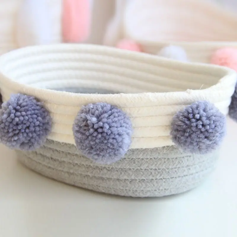 

ADOREHOUSE Wool Balls Cotton Rope Basket Organizer Woven Cosmetics Storage Basket Desktop Organizer Hamper Home Accessories
