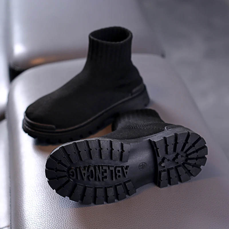 

Autumn Kids Martens Boots Sock Shoes Children Mesh Ankle Boots Girls Boys School Black Shoes Walking Trainers Toddler Shoes New