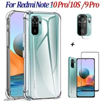 case for redmi note10 proxiaomi note 10 s soft transparent phone case glass xiomi redminote 10 10t 8 9 10pro not 10 pro 360 bumper airbag anti shock protective cover for xiaomi redmi note10 pro max silicone case