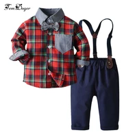 tem doger baby boy clothing sets autumn infant newborn boys clothes long sleeve plaid shirtspants 2pcs outfits toddler clothing