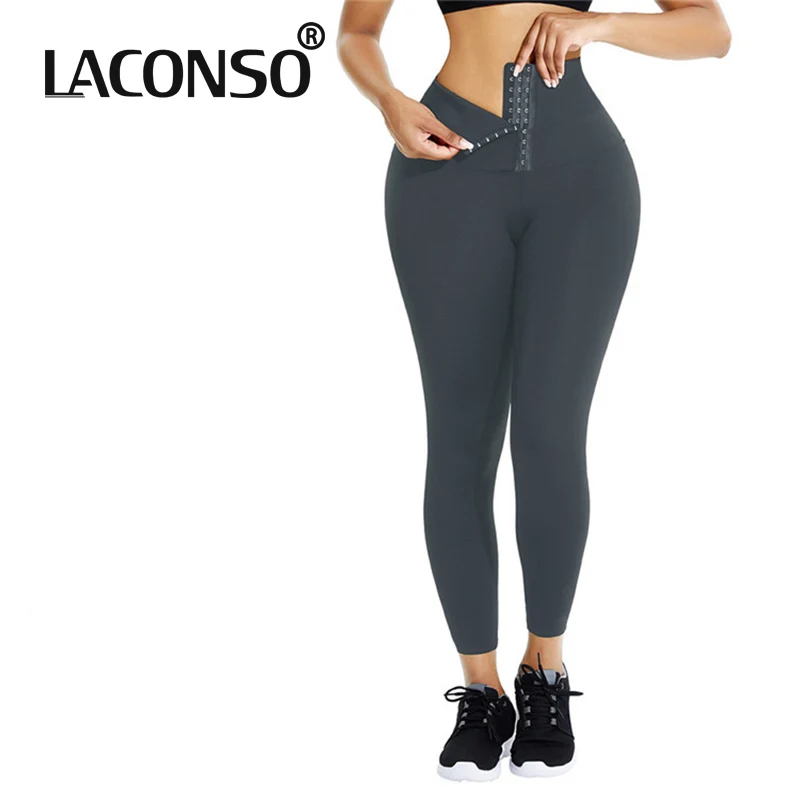 

Женские Штаны Для Йоги LACONSO, укороченные модные брюки с завышенной талией, дышащие спортивные брюки с впитывающим пот, новинка 2021
