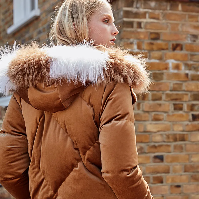 Vero Moda женский контрастный длинный толстый пуховик с капюшоном из меха енота | 318312508