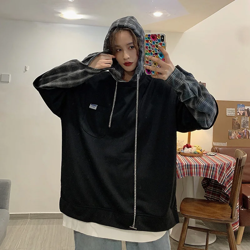 Женский свободный свитер в клетку Корейском стиле | Женская одежда