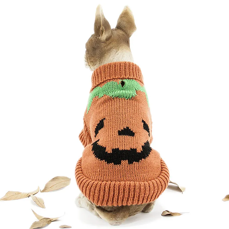 

Свитер для собак, милая рабочая одежда для маленьких собак, вязаный свитер для собак с тыквой, утолщенные аксессуары для французского бульд...