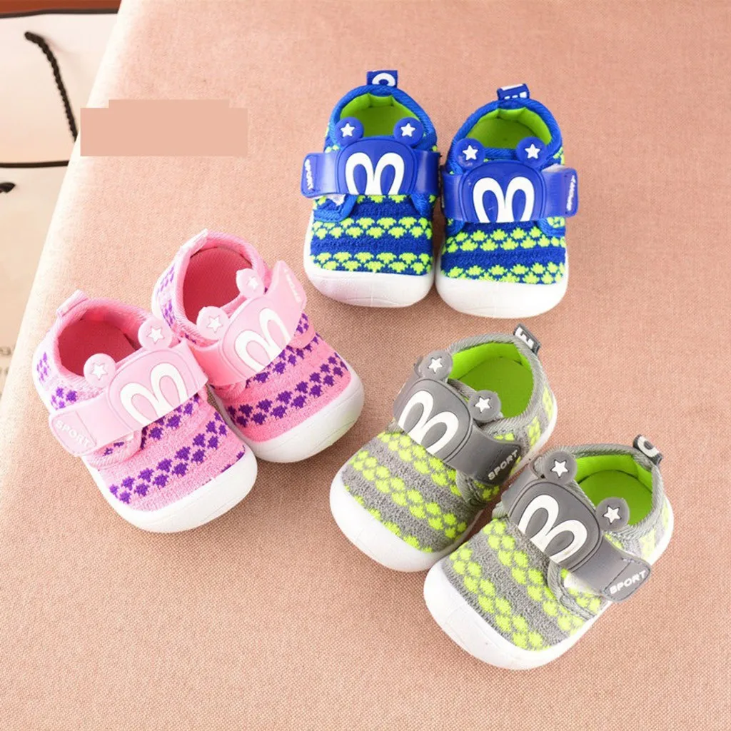 

First-walker Toddler Children Kids Baby Cartoon Star Rabbit Ears Squeaky Single Shoes Sneaker Soft Sole Crib Shoes