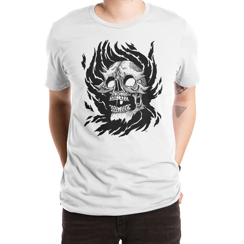 Пламя футболка огонь страшный жуткий Жуткий Хэллоуин оккультный Прохладный