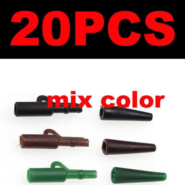 Mix Colors 20sets JIGEECARP 20 комплектов, свинцовые зажимы для ловли карпа, набор с хвостовыми резиновыми трубами, Быстросменные наконечники для рыбалки, концевые снасти - Цвет: Mix Colors 20sets
