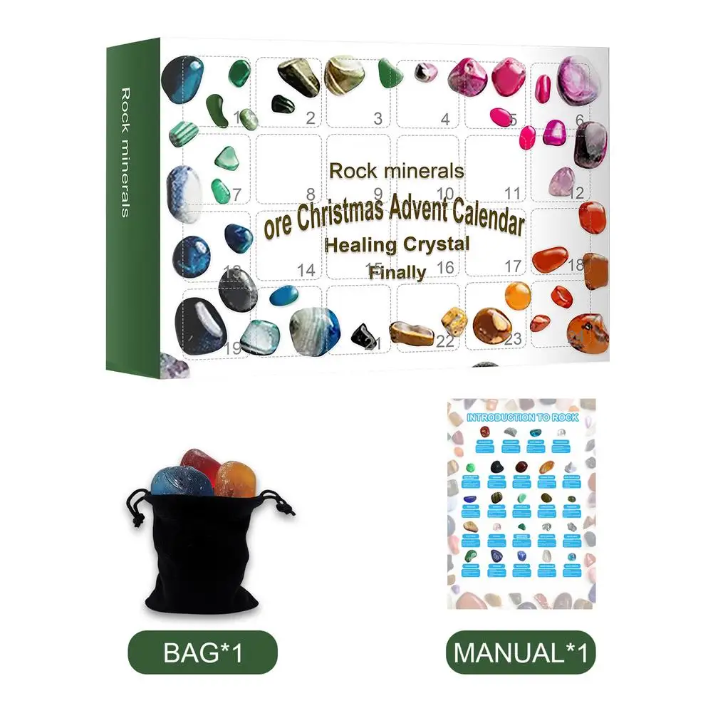 

2021 Christma Advent Calendar 24 Days Countdown Calendar Healing Crystal Advent Calendar 24pcs Christmas Gift For Kids Noel Gift