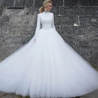 Женское свадебное платье It's yiiya, белое винтажное платье в мусульманском стиле с длинными рукавами и кружевной аппликацией на лето 2022