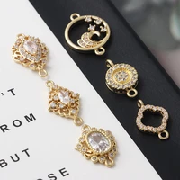 5 pcs copper gold and color preserving zircon buttons round double handmade diy earring necklace bracelet material accessories