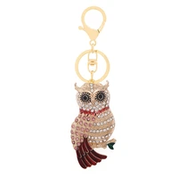 cool owl full crystal keychain owl keyring stereo rhinestone jewelry gift wallet car pendant men and women pendant wholesale