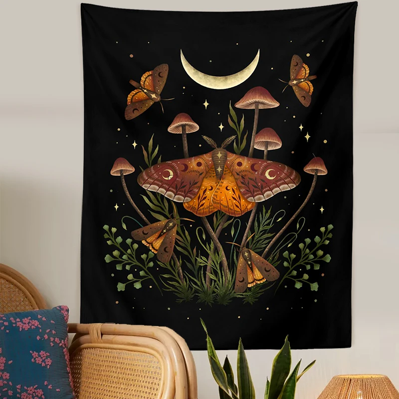 

Psychedelic Butterfly Tapestry Wall Hanging Botanical Mushroom Chart Hippie Bohemian Tapestries Witchcraft Home Decor Wall Art