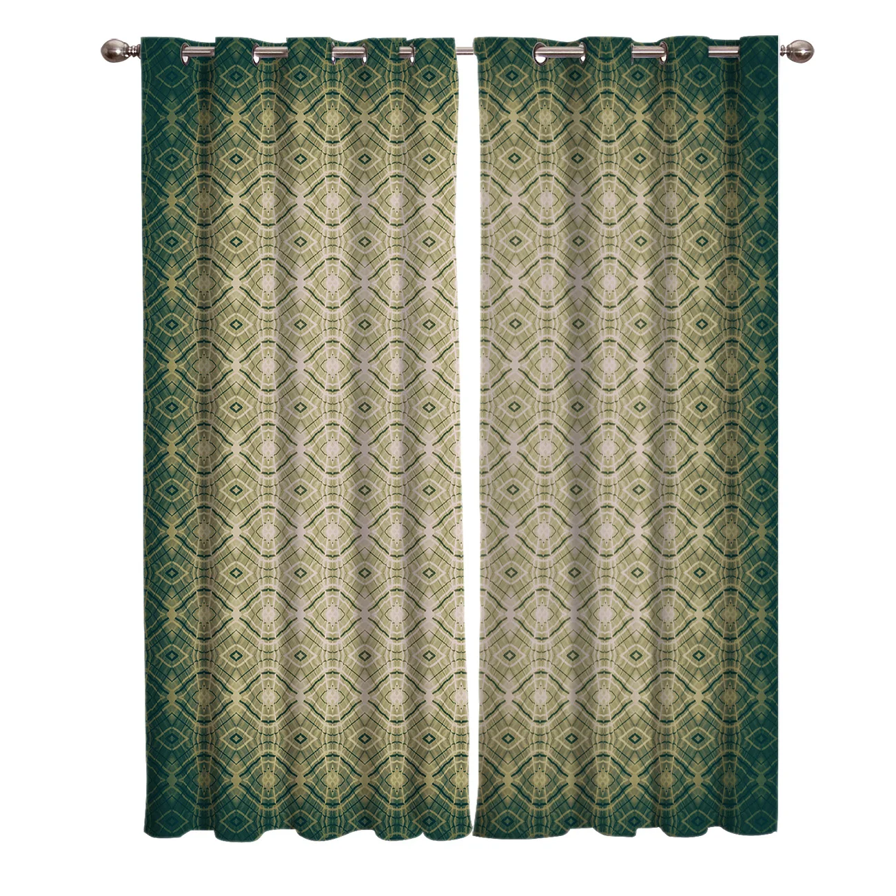 Марокканские геометрические клетчатые цветочные зеленые градиентные оконные