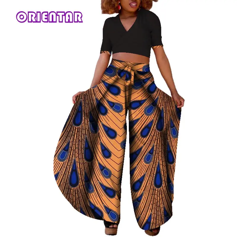 Комплект одежды из 2 предметов с Африканским принтом короткий топ и штаны богатые