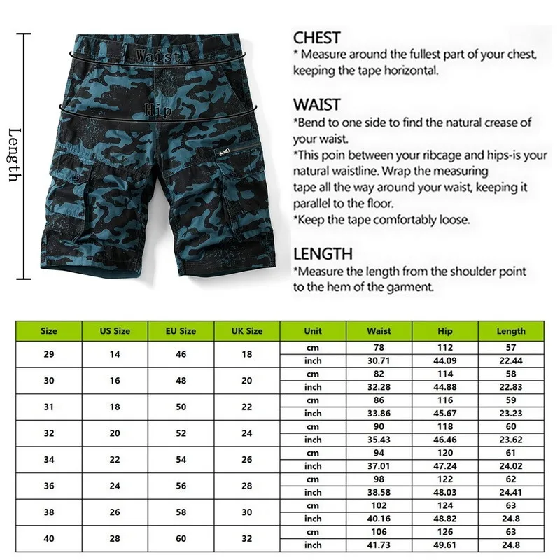 

Men Cargo Shorts Running Sport Shorts Casual Summer Elastic Waist Print Shorts Beach Clothing Male Military Short Pants