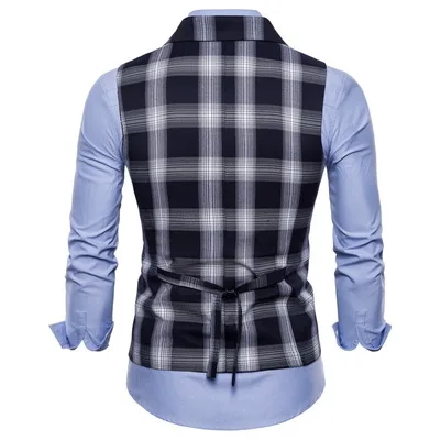 

Men's vest spring and summer new plaid men's business suit vest European size fashion double breasted vest men