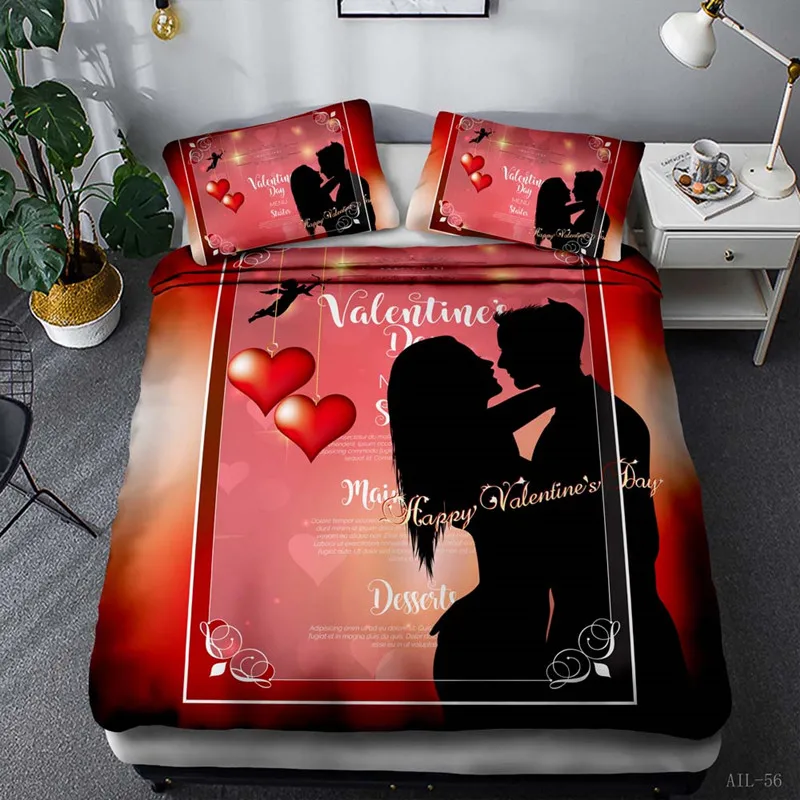 

Two or three-piece bedding for Valentine's Day 3D digital bedding pillowcase quilt cover