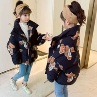 fashion autumn winter bear down jackets for girls warm coats letters outerwear kids school children clothing high quality 2021