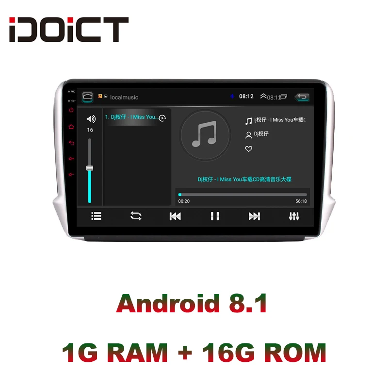Автомобильный DVD плеер IDOICT Android 8 1 GPS навигация Мультимедиа для peugeot 2008 208 Радио 2014