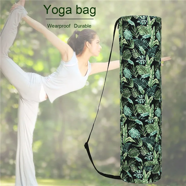 Waterproof Fashion Printed Canvas Cylinder Fitness Yoga Bag Shoulder Yoga Mat Storage Bag