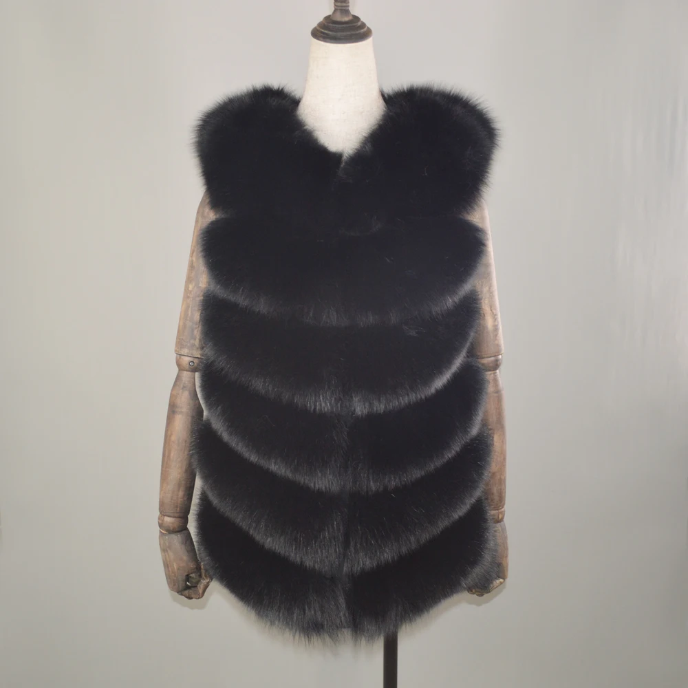 Вечерние Новый раскошный Чехол-из натурального меха лисы жилет для женщин