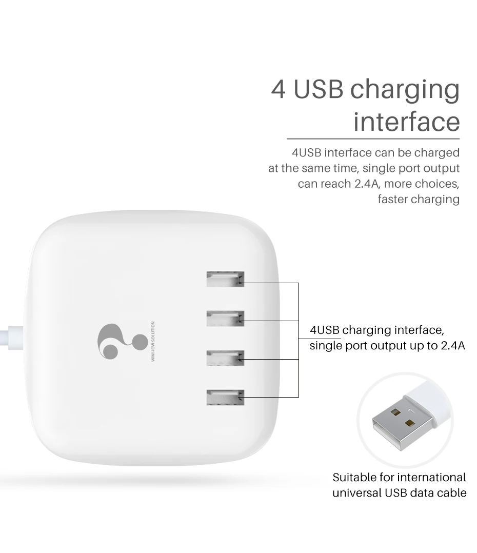 Новое умное 4 usb-порта универсальное телефонное зарядное устройство быстрый адаптер для зарядки настенное настольное зарядное устройство для Xiaomi huawei samsung s10 ipad