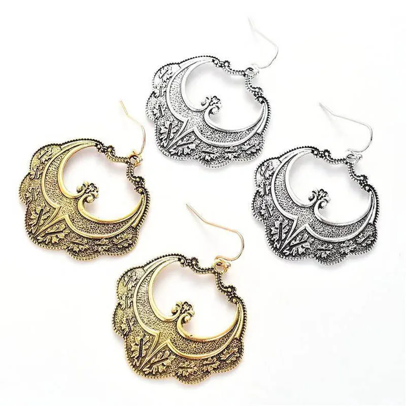 Европейские и американские богемные ажурные резные серьги винтажный этнический