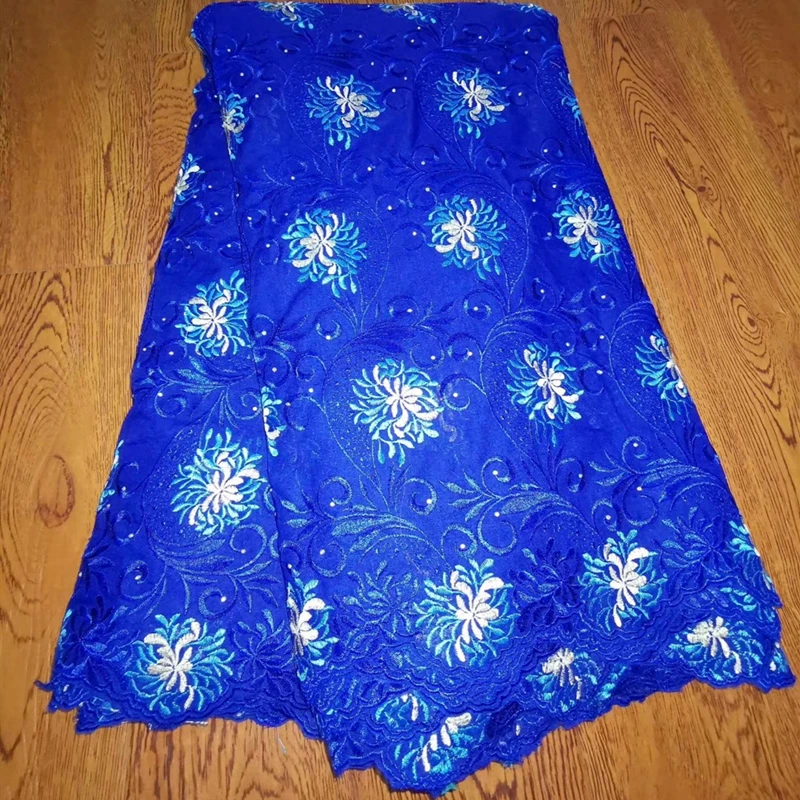 

2019 Новейшие Белые королевские синие Африканские кружева ткань высокого качества нигерийские французские кружева ткани из бисера для женск...