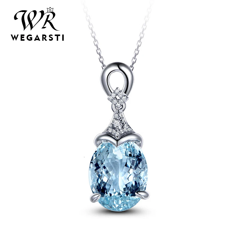 WEGARASTI, серебро 925, ювелирное ожерелье, Подвеска для женщин, аквамарин, 925 пробы, серебряное ожерелье, ювелирное изделие для женщин, подарок на свадьбу