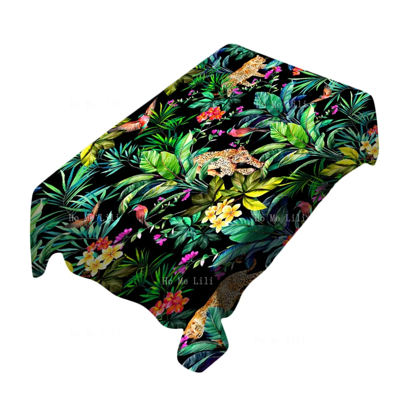 Тропический Жираф Леопард ботанические цветы джунгли животные растения и яркие