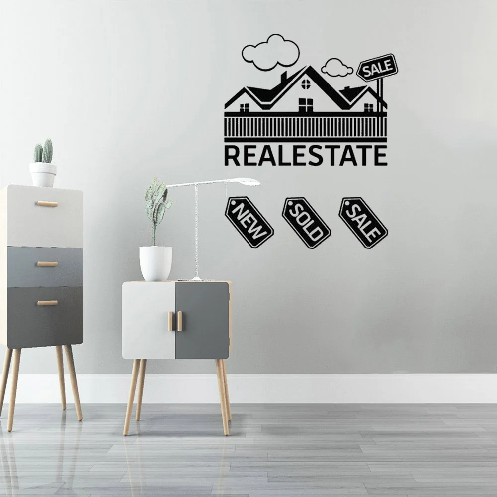 

Vinyl Realtor Office Wall DecalNew Sold Sale Real Estate Home Rent Stickers Mural Vinyl dw20695