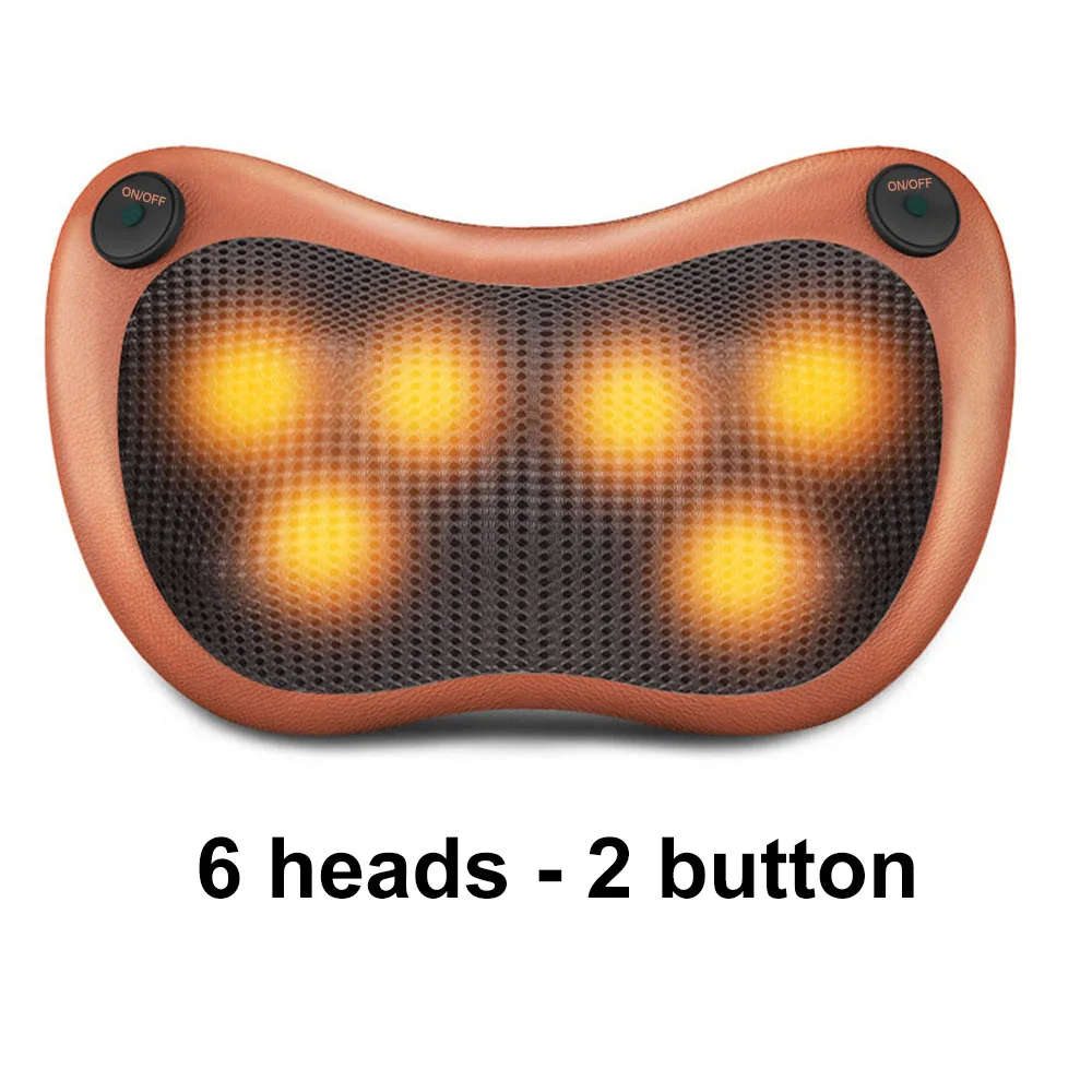 brown 2button 6head 12/8/6/4 глав массажная подушка сзади массажер для шеи шиацу боли автомобиля домой талии тело Электрический массажер - Цвет: brown 2button 6head