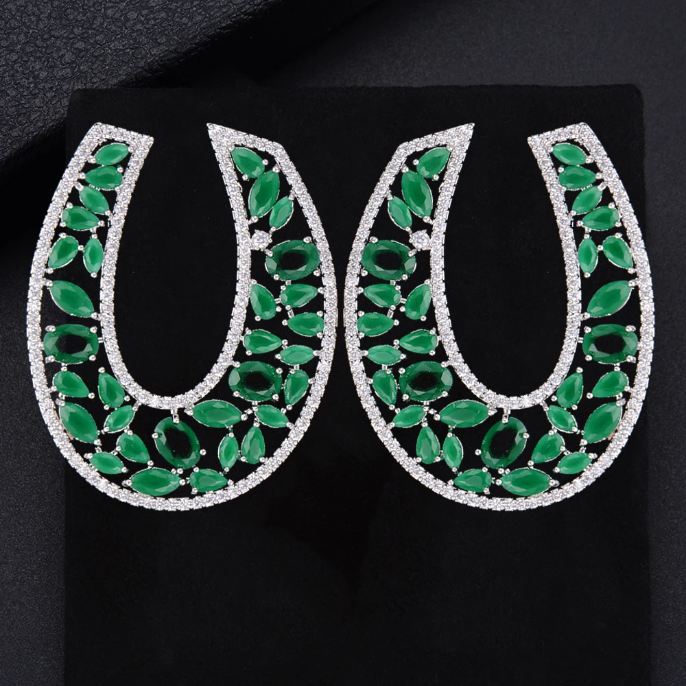 LARRAURI модные полные кубические циркония великолепные большие серьги-гвоздики для