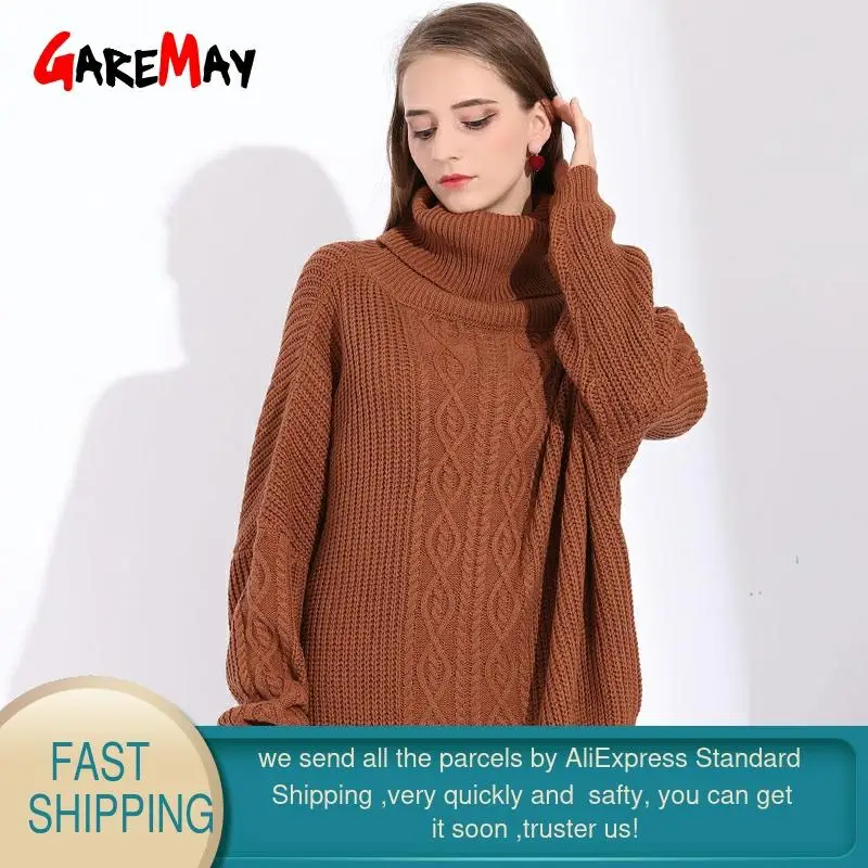 Turtleneck Women Sweater Oversized Jumpers Ladies Women's Winter Pullover Knitted Oversize Sweaters | Женская одежда