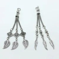 junkang 3pcs 9 10cm leaf pendant metal tassel rosary prayer beads accessories for jewelry making diy handmade bracelet