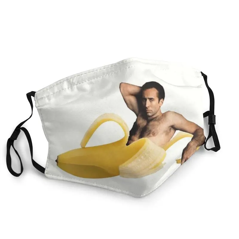 

Nicolas Cage In A Banana Mask Dustproof Non-Disposable Funny Meme Face Mask Protection Cover Men Women Respirator Mouth-Muffle