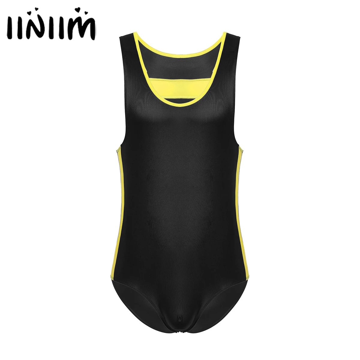 

Для мужчин с круглым вырезом боди xcSleeveless боди эластичный Лакированная Кожа Пэчворк гимнастический купальник Дамское белье, нижнее белье