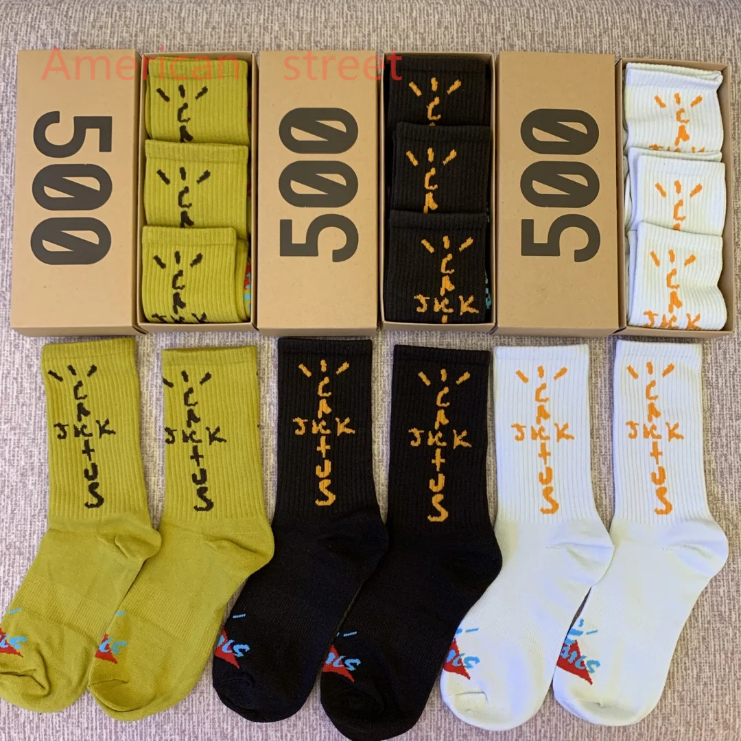 

2021 New Socks Skate Crew Trails Socks Men Sport Travis Scott Cactus Jack Bandanas Socks Streetwear Hip Hop 3 Pairs/box