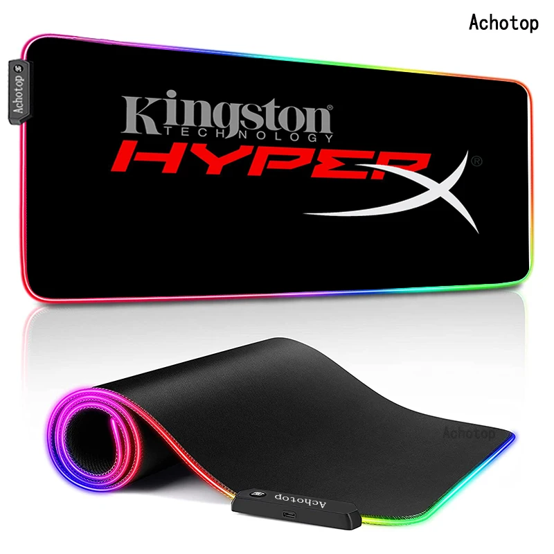 

Cool RGB HyperX logo Computer Gaming Mouse Pad XXL Large Rubber Mousepad XL Laptop Notebook Keyboard Mat for LOL Boyfriend Gifts