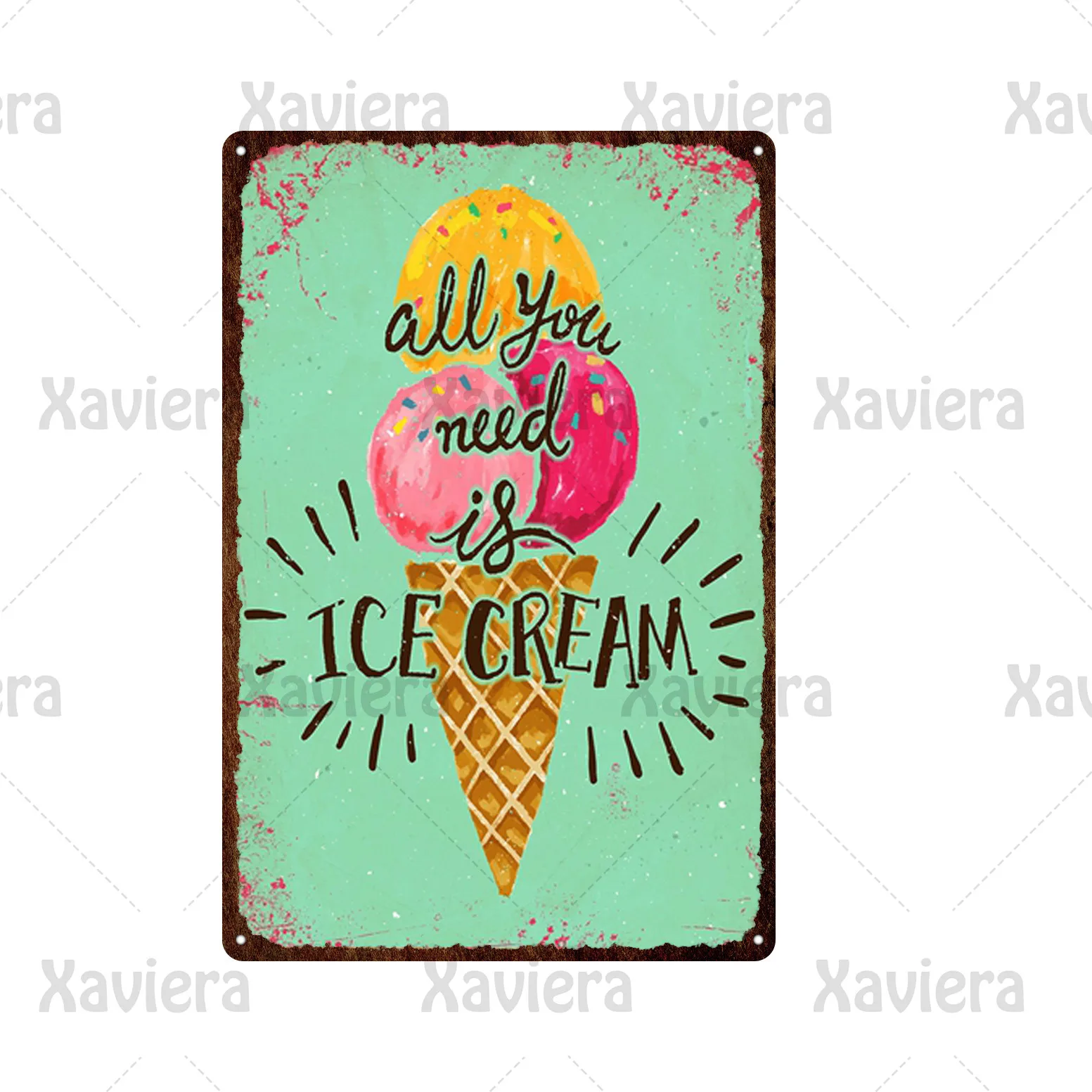

Iron Tin Sign Retro Poster Fast Food Cafe Ice Cream Metal Sign Vintage Picture Decor For Kitchen Coffee Bar Pub Dessert Station