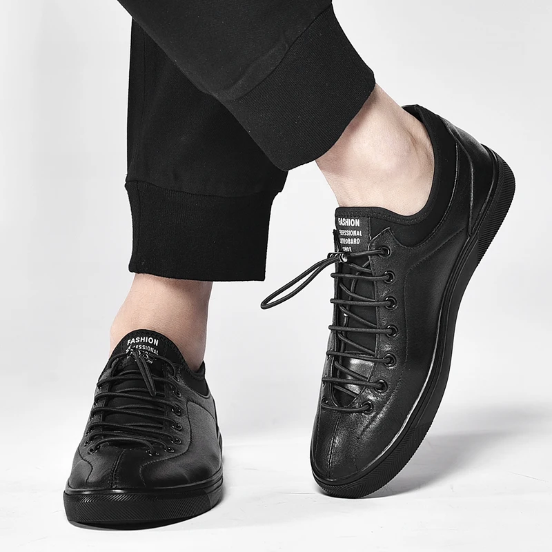 Черно-белые кроссовки мужская обувь повседневная модная кожаная удобная ручной