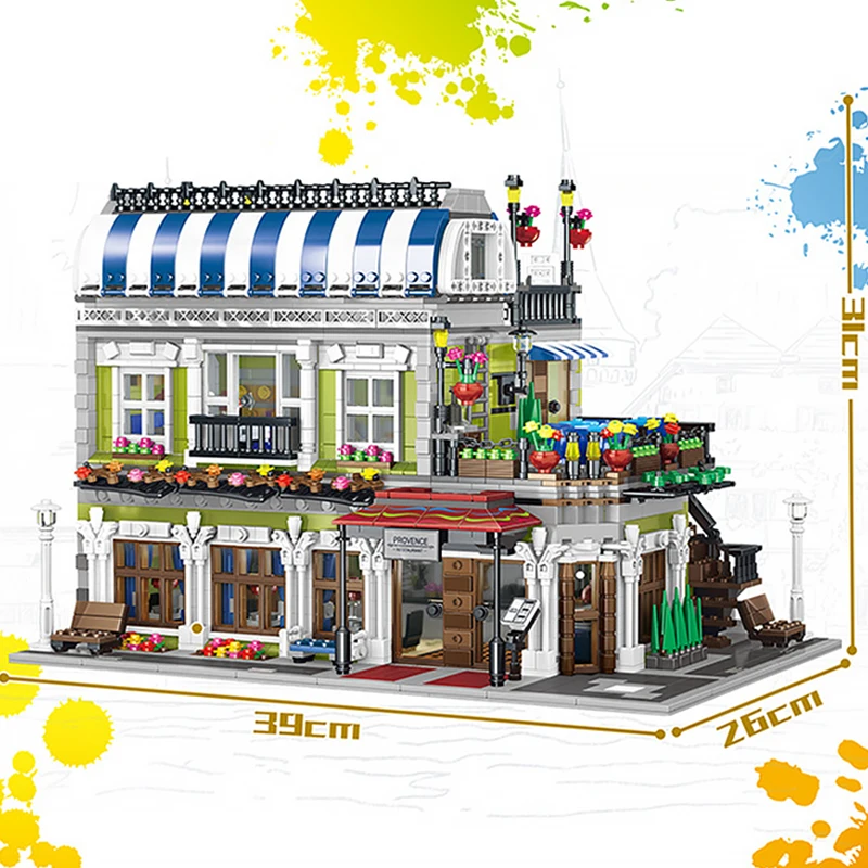 

Qunlong High-tech Commercial Street View Collector's Romantic Restaurant Building Block Model Toys Adult Gifts