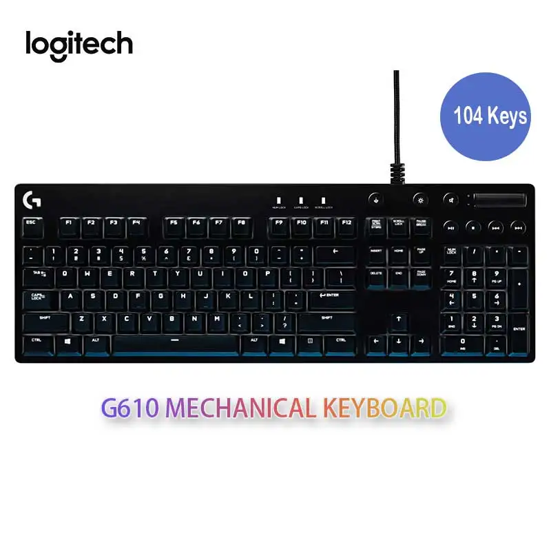 

Проводная игровая механическая клавиатура Logitech G610, 104 клавиш, RGB подсветка, клавиатуры Cherry MX Red Axle с USB для игрового компьютера