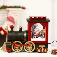 christmas ornament santa claus driving the train with snowflakes music box xmas kid toys gift for home decoration