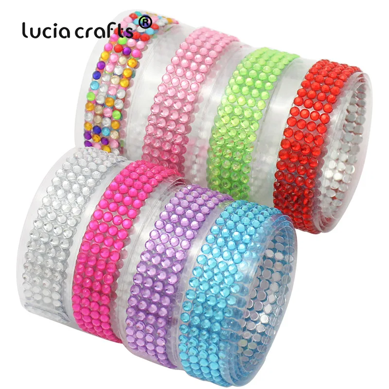 Lucia crafts 18 мм* 50 см красочные акриловые стразы самоклеющиеся ленты пояс Скрапбукинг Материал 1 шт I1011