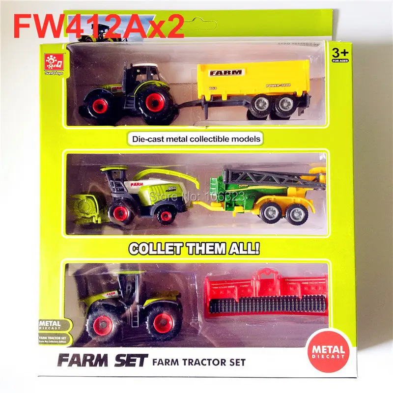 FW412Ax2-STP Литые под давлением фермерские игрушечные транспортные средства, литые под давлением металлические коллекционные модели автомобилей, сельскохозяйственные тракторы плантаторы трейлеры игровой набор, собрать их все - Цвет: FW412Ax2-STP