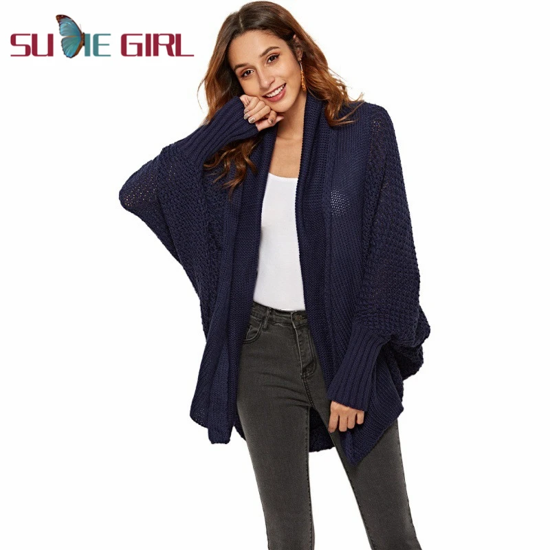 

SUDIE Girl Pure color simple knit sweater long-sleeve top cardigan large size women's multicolor coat