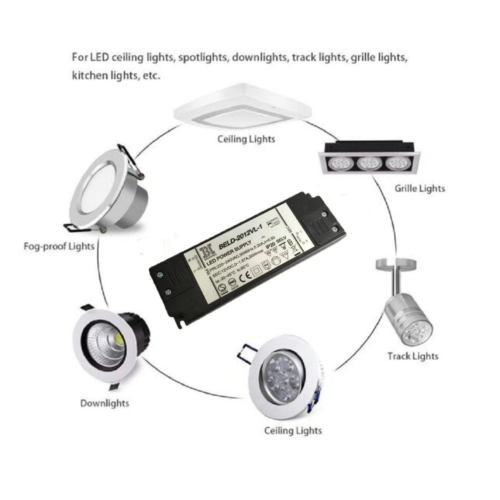 

HoneyFly Patented 5pcs Super Slim LED Driver 20W 12V LED Transformer Constant Voltage Power Supply Light TransformerFor LED Lamp