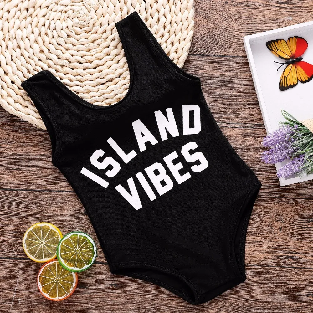 Детская одежда для купания девочек Купальные костюмы с принтом из ISLAND VIBES смешные