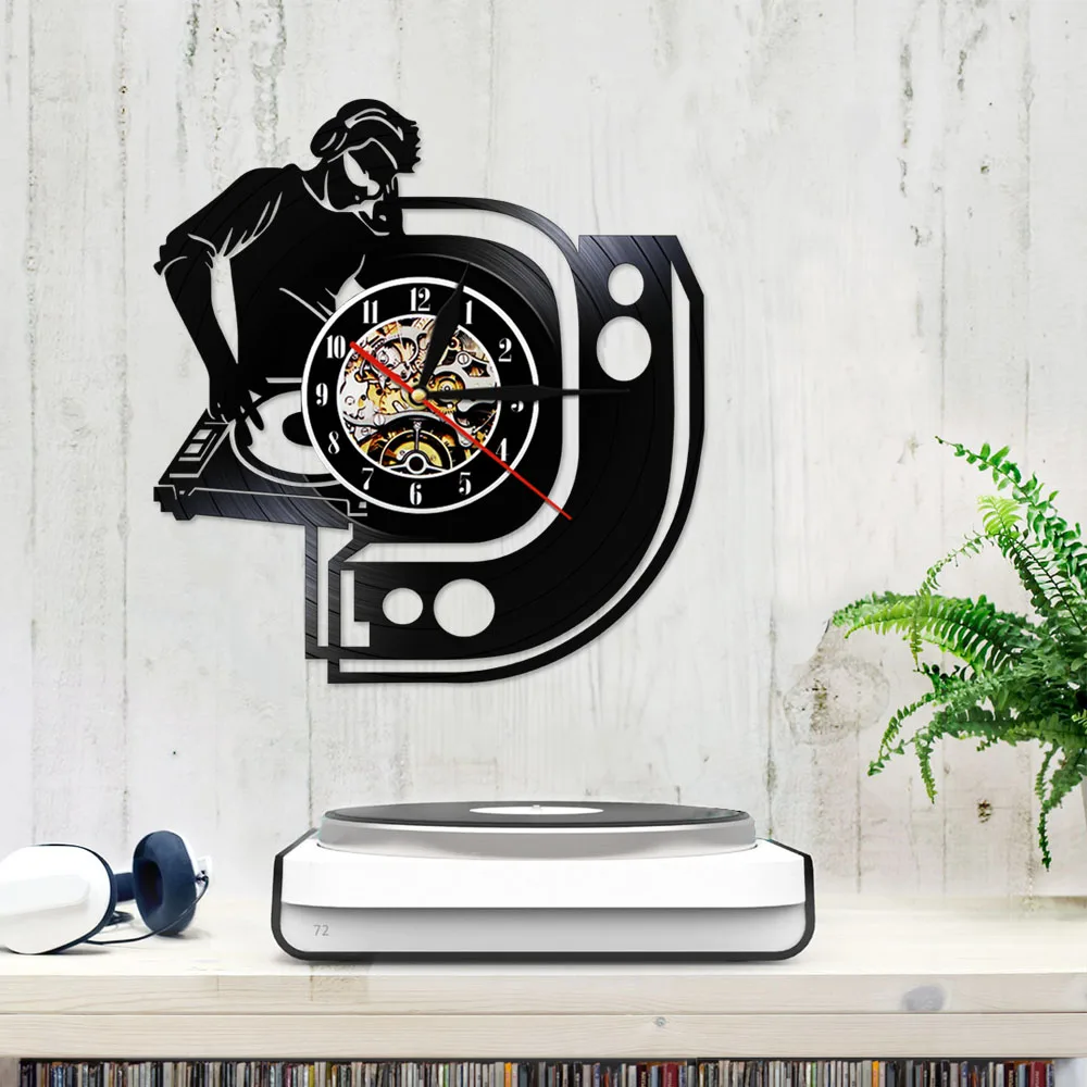 Настенные 3d-часы с виниловой пластиной музыкальные настенные украшения для